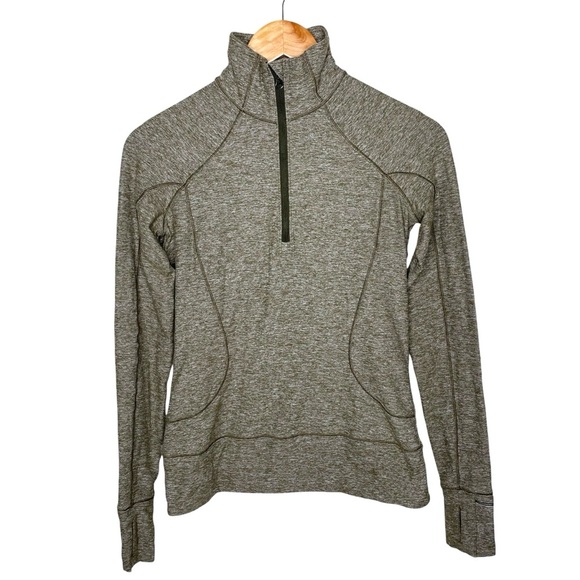 lululemon Rush Hour 1/2 Zip Pullover Heathered Military Green Sz 4 - Picture 10 of 16